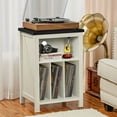 thumbnail image 7 of Large Record Player Stand, Turntable Stand with Display Shelf Holds up to 160 Albums, Large Nightstand Wood Turntable Stand, Record Storage Cabinet - White, 7 of 7