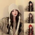 thumbnail image 3 of Xfvqtps Womens Beanie with Ear Flaps Tassel Earlobes Knit Solid Color Thick Stretch Coldproof Outdoor Warm Versatile Fall Winter Soft Skull Cap Coffee, 3 of 4