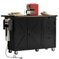 thumbnail image 2 of 54.5" Farmhouse Kitchen Island with Power Outlet, Kitchen Storage Island with Internal Storage Rack, Drop Leaf, Spice Rack, Rolling Kitchen Cart on Wheels, for Kitchen,Black, 2 of 5