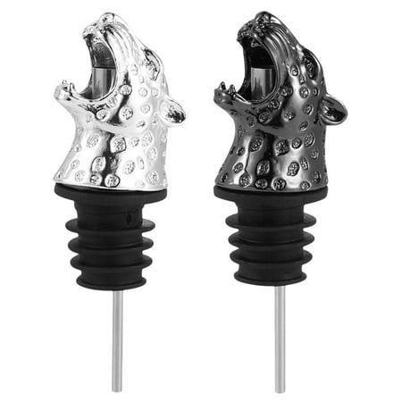 

2pcs Leopard Head Shape Wine Pourer Animal Bottle Stopper Alloy Wine Pourer
