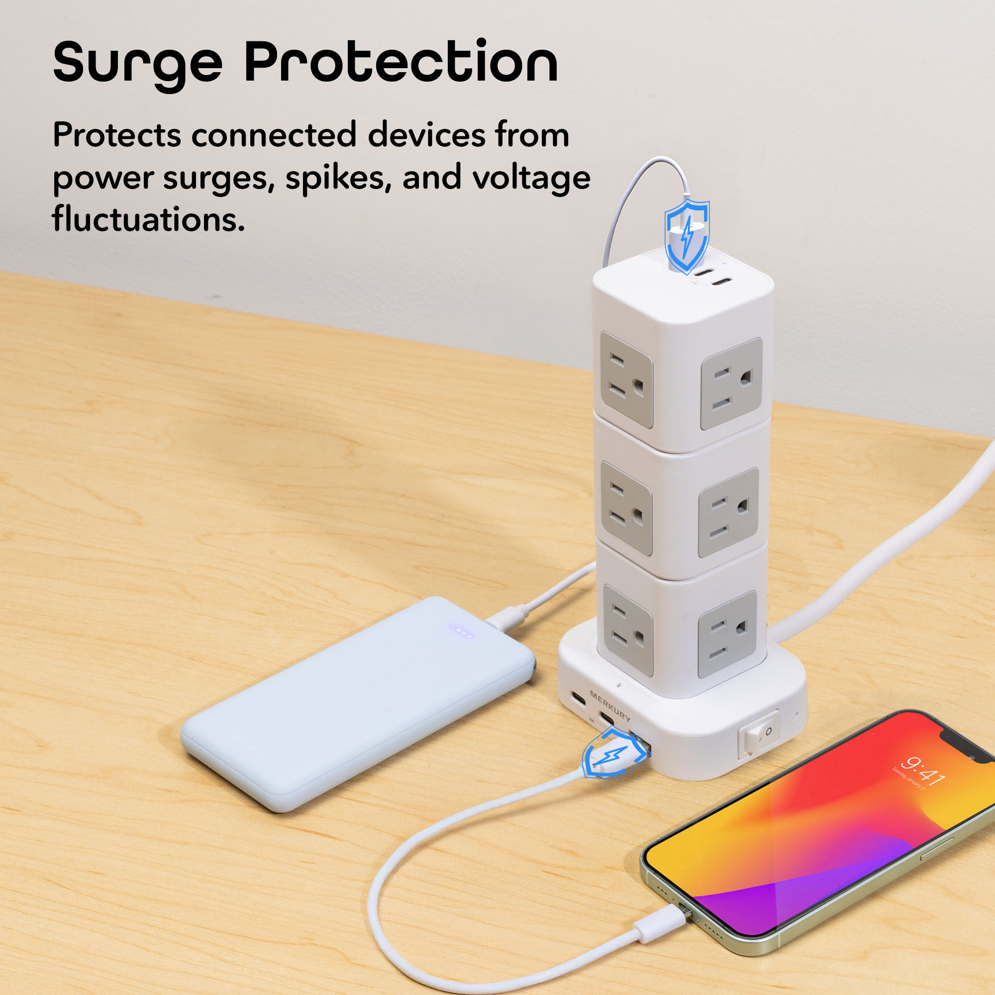 Merkury Innovations Modular Power Tower, White photo 6