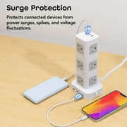 Merkury Innovations Modular Power Tower, 14 AC Outlets, 6 USB-A, 4 USB-C PD 20W, Surge Protector, 4ft Cord, White