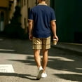 thumbnail image 6 of hotojiny Summer Golf Sets for Men Stylish Button Collared Plaid Shirt with Shorts Set Breathable Short Sleeve 2 Piece Outfits(Navy,Medium), 6 of 7