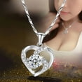 thumbnail image 5 of Censtreet Heart-Shaped Necklace Exquisite Crystal Zircon Pendant Clavicle Chain Women Wedding, 5 of 8