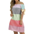 thumbnail image 1 of SMihono Robe Maxi Bohème d'Été pour Femmes Grande Taille Mode Féminine Manches Courtes Imprimé Fleurs Robe Pull Plage Robe d'Été, 1 of 6