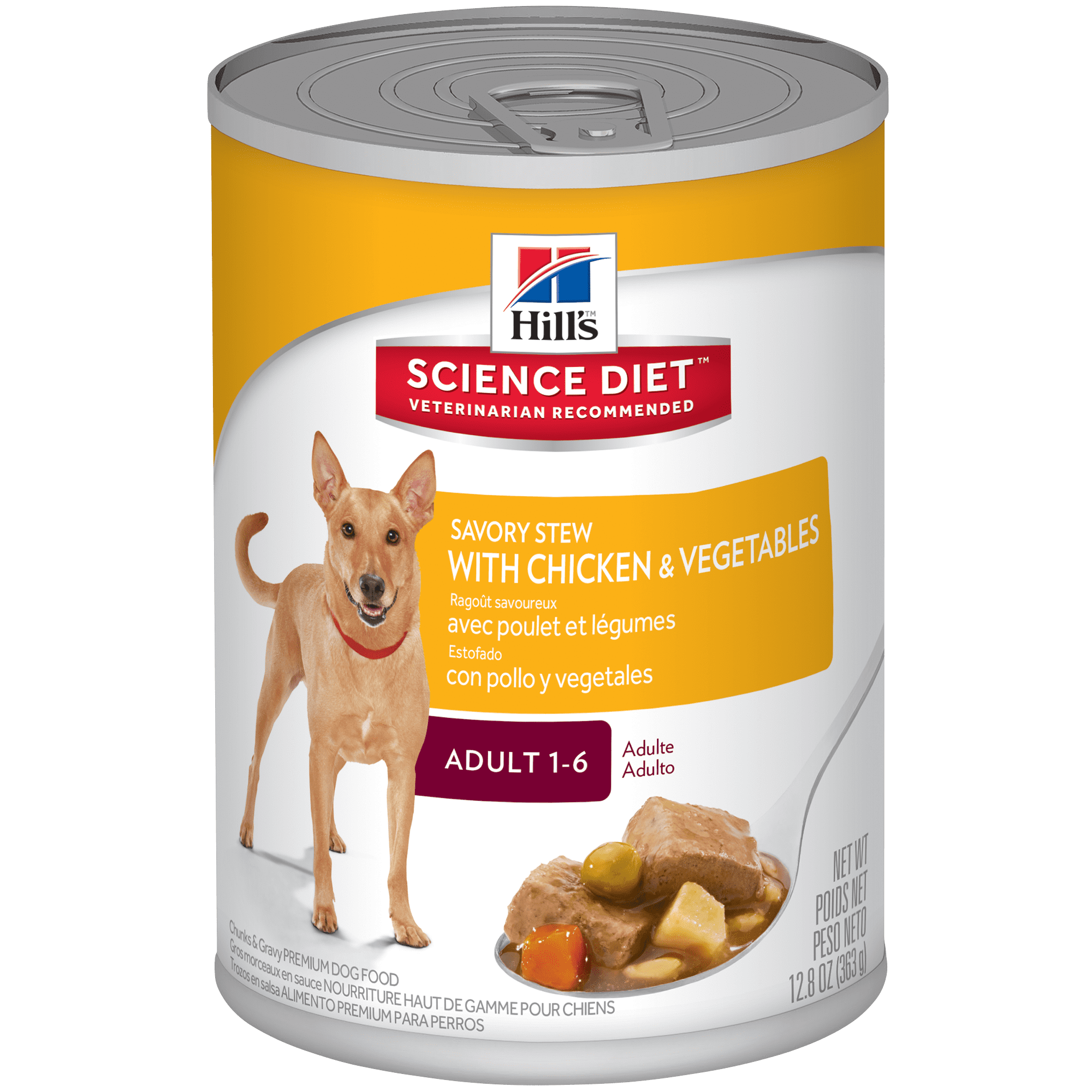 Hill's Science Diet Adult Canned Dog Food, Savory Stew with Chicken & Vegetables, 12.8 oz, 12 Pack wet dog food