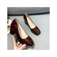 thumbnail image 5 of GENILU Women Lightweight Fashion Slip On High Heels Comfort Heeled Shoe Casual Square Toe Dress Pump Shoes Wine Red 5, 5 of 7