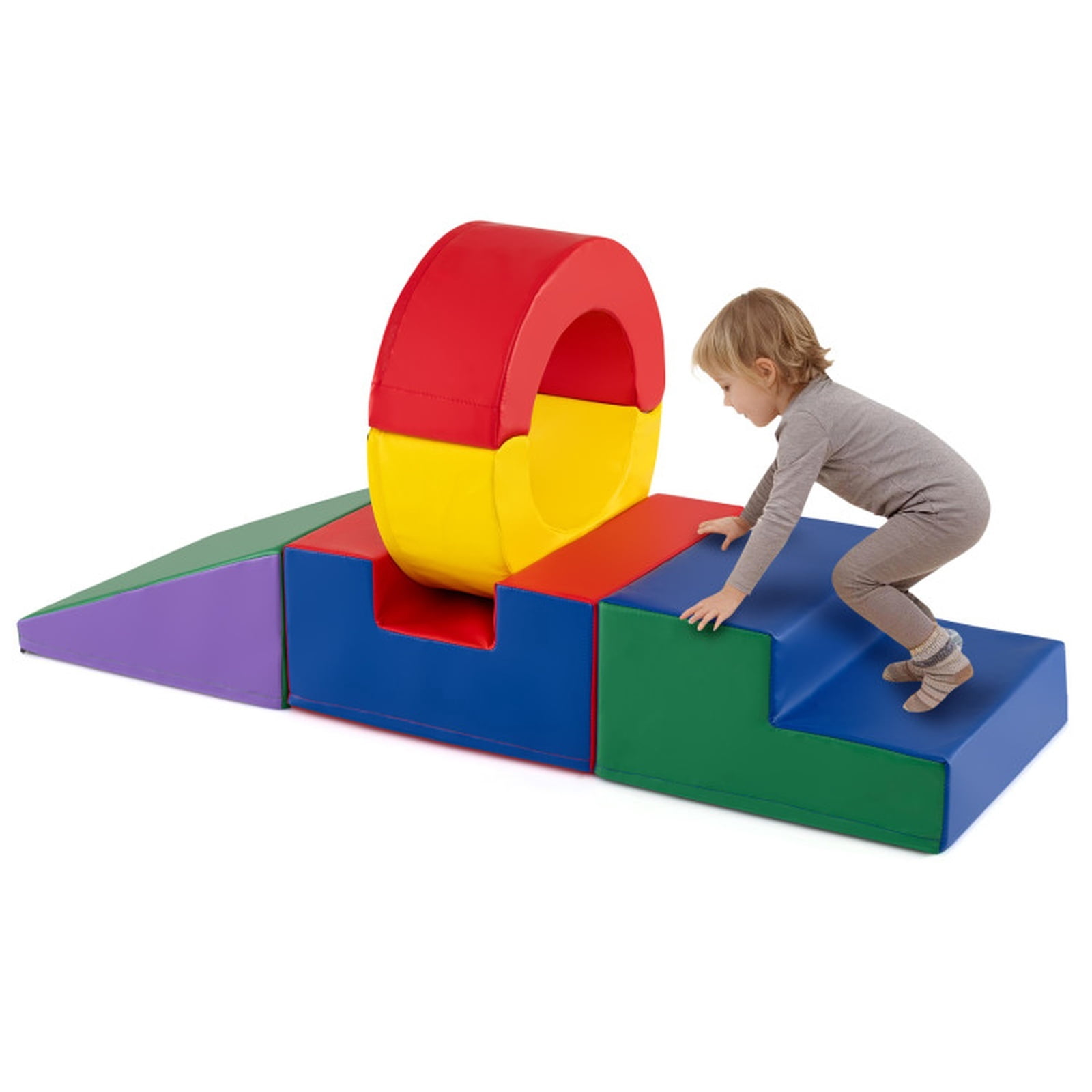 Redsmile Foam Climbing Toys for Kids, 5-Piece Soft Climb Set with Stairs and Slide, Large Indoor Toddler Climbing Gym, Multicolor