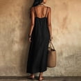 thumbnail image 6 of Diufon Cotton Linen Dresses for Women Sleeveless Spaghetti Strap Dress Solid Color Long Dress with Pockets, 6 of 10