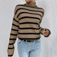 thumbnail image 1 of Prendas de punto a rayas de colores de contraste europeos y americanos para mujer 2023 Otoño e Invierno Tops de punto ajustados suéter con cuello alto, 1 of 4