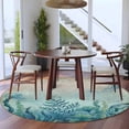 thumbnail image 4 of Blue Summer Ocean Round Living Room Rugs 8 ft, Jellyfish Seaweed Vintage Newspaper Washable Large Area Rug with Non-Slip Sturdy Edge Binding Round Carpet for Dining Room Kitchen Office, 4 of 9