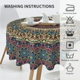 thumbnail image 6 of Mandala Boho Round Tablecloth 60 Inch Colorful Bohemia Mandala Table Cloth Rustic Farmhouse Vintage Polyester Table Cover Decorative for Indoor Outdoor Kitchen Dining Party, 6 of 6