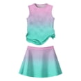 thumbnail image 5 of Girls' Clothing Sets Summer Outfits Size 7-8 Two Piece Outfits Cute Preppy Clothing Sets Casual Tank Top and Y2K Skirts Sport Activewear Cyan 11-12 Years, 5 of 7