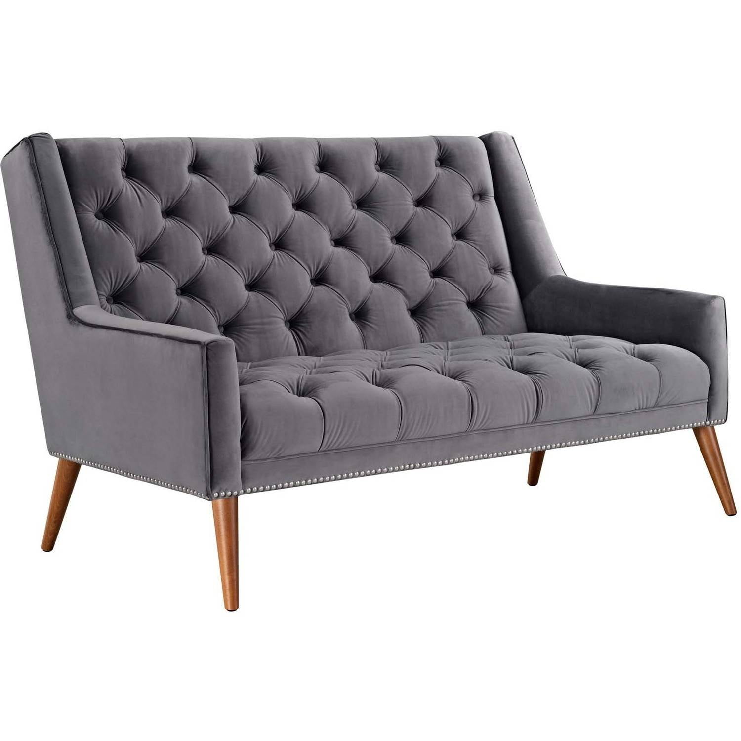 Modway Peruse Velvet Loveseat in Gray