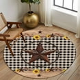 thumbnail image 3 of Texas Star Round Rug 5ft Washable Circle Kitchen Rugs Non Slip Farmhouse Country Sunflower Black Plaid Large Area Rug Indoor Floor Carpet for Bedroom Living Room Home Office Dining Room Nursery, 3 of 8