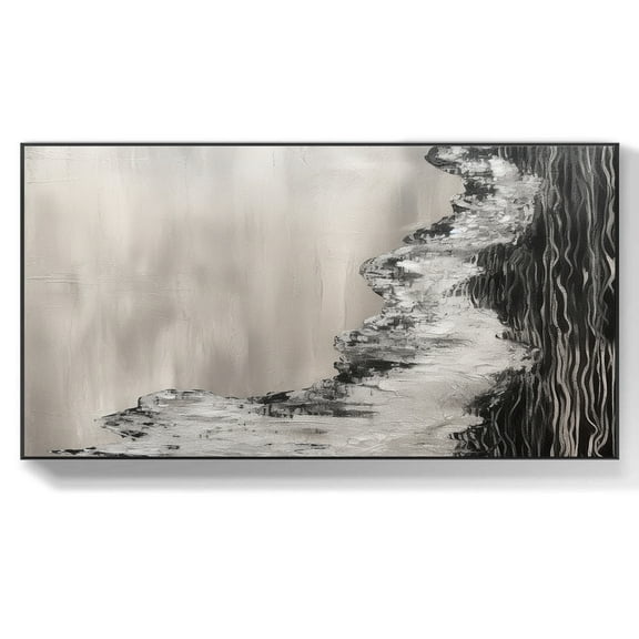Black Grey 3D Textured Painting Black and White Painting Black Grey Minimalist Abstract Wall Art Black and White Wall Decor Gift,Unstretched,Frameless,(41*61cm)16*32Inches