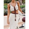 thumbnail image 5 of Women's Crochet 2 Piece Outfit, Sleeveless Crop Top and Maxi Skirt Set As Shown S, 5 of 7