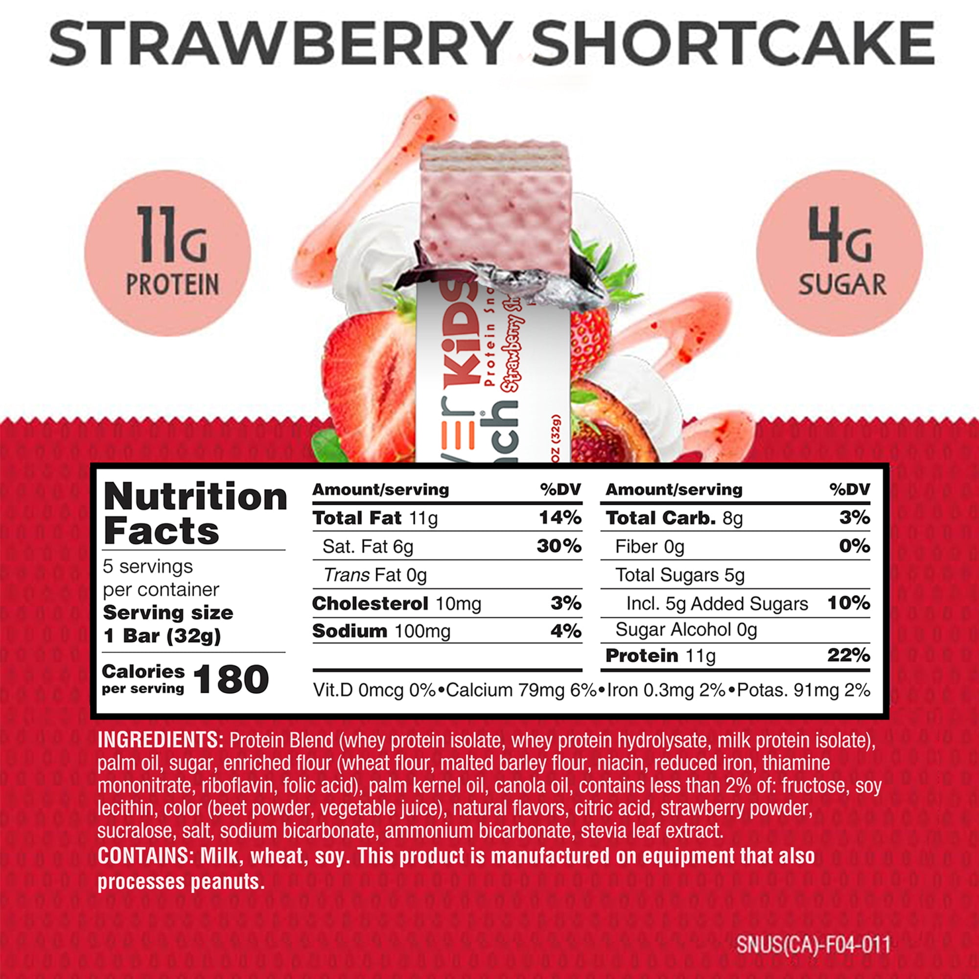 Power Crunch KIDS Strawberry Cream Bars 1.13oz, 5 Count Box