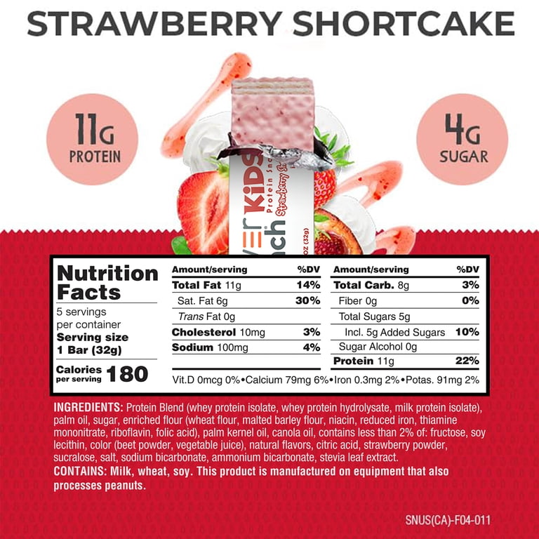 Power Crunch, Kids Protein Bar, 1.13oz Strawberry Shortcake 5pk