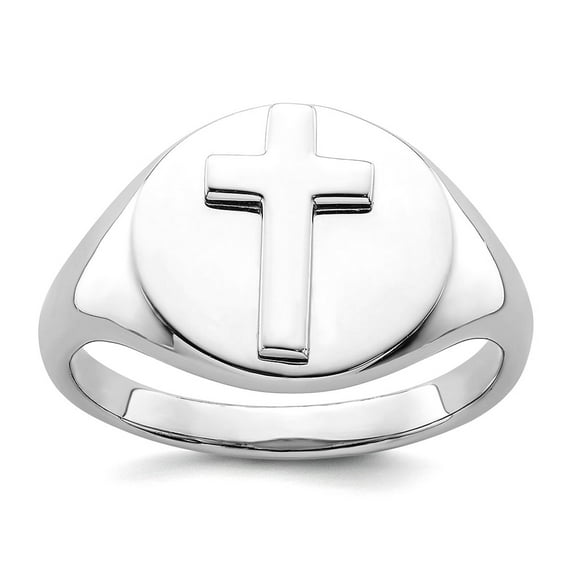 925 Sterling Silver Rhodium Plated Polished Religious Faith Cross Mens Ring Size 9 Ring for Men