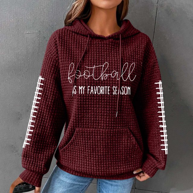 Sentmoon Essentiels Chandails à Capuche pour Femmes Imprimé avec Poches Chandail pour Femmes, Grande Taille Tendance Manches Longues Col Rond Chandails pour Femmes Offres du Jour Liquidation Vin