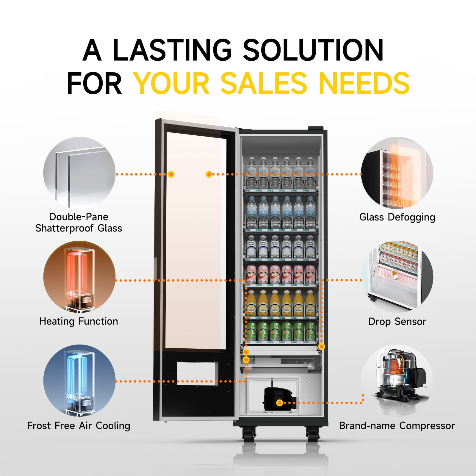 Commercial Vending Machine, Vending Machine Snacks and Drinks Combo with Credit Card & NFC Cashless Payment, Snack Drink Vending Machine for Offices Malls Schools, Wide Variety Easy Operation