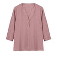 thumbnail image 5 of CONROSES Mothers Day Gift Women's 3/4 Sleeve T-Shirts V Neck Jacquard Loose Fit Summer Tee Blouses for Lady, 5 of 5