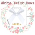 thumbnail image 2 of 100 Pcs Twist Tie Bows, 2.75" Satin Twist Tie Bows for Treat Bag Satin Ribbon Tie Bows for Tying Up Packages Present Bags Bakery Candy Bags Decorating Ribbon Bow Gift Wrap Bows (White), 2 of 7