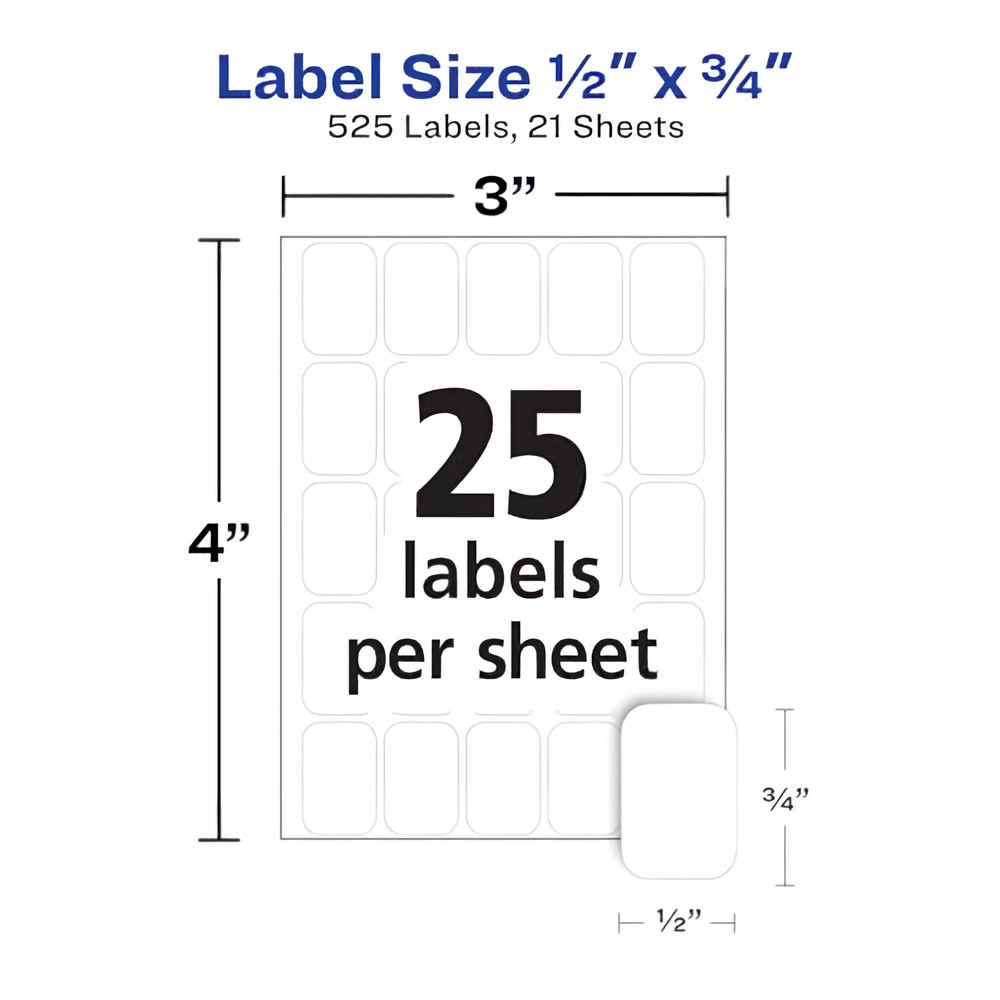 Avery Removable Multi-Use Labels, Rectangular, 0.5 x 0.75 Inches, White (Pack of 20)