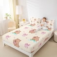thumbnail image 3 of Erosebridal Bowknot Capybara Kids Queen Sheet Sets, Cartoon Animals Bed Set, 4pcs, 3 of 5