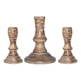 thumbnail image 7 of Handmade Mango Wood Eco-friendly Traditional Medium Burnt Set Of Three 12",15" & 12" Pillar Candle Holder, 7 of 7