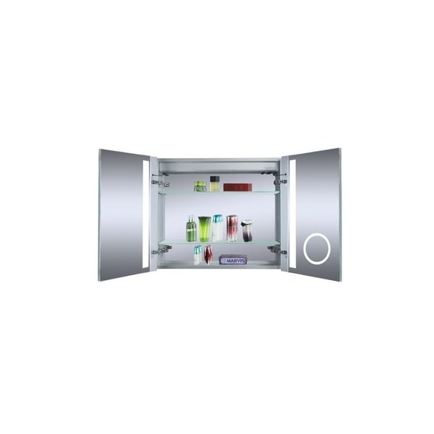 Innoci Usa Melania 30 X 26 Led Recessed Double Door Lighted Medicine Cabinet For Vanity Featuring Built In Cosmetic Mirror Walmart Com Walmart Com