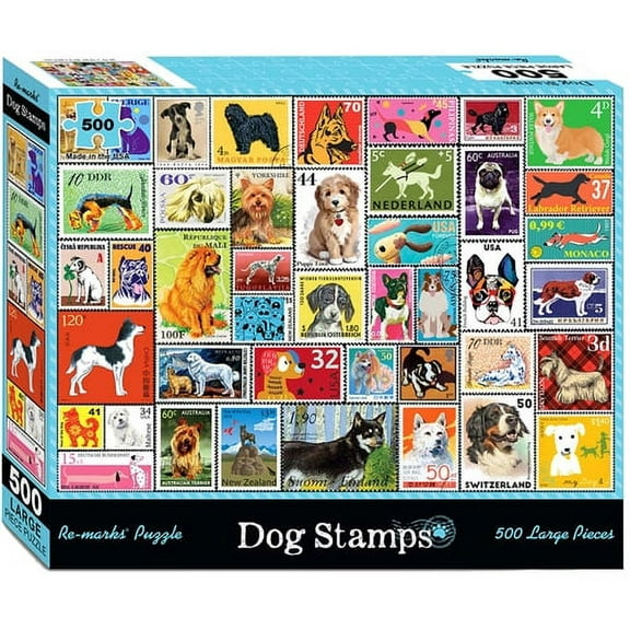 500-Piece Puzzle: Dog Stamps