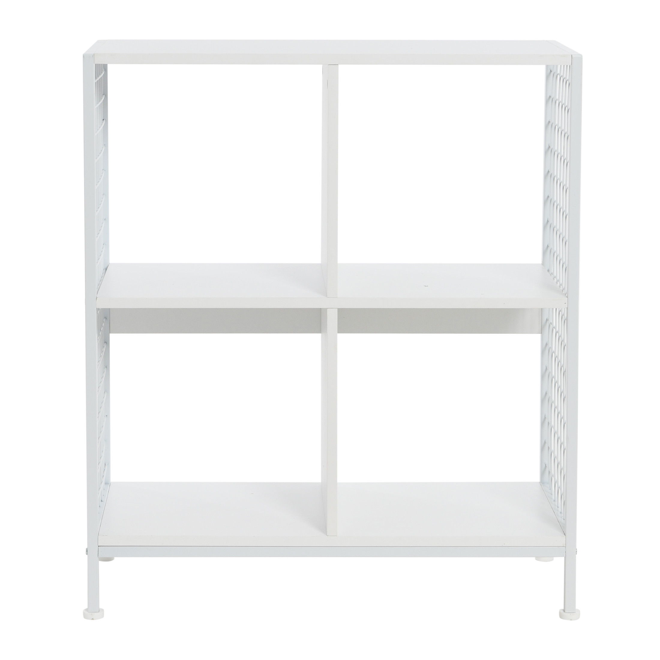 Household Essentials Trellis Open Storage Bookshelf with 4 Cube Compartments Scandinavian White and White Metal