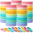 thumbnail image 1 of 100 pulseras de silicona inspiradoras para estudiantes de KUCLIN con citas motivacionales, pulseras de goma para niños y estudiantes, regalos de regreso a clases (colores frescos), 1 of 6