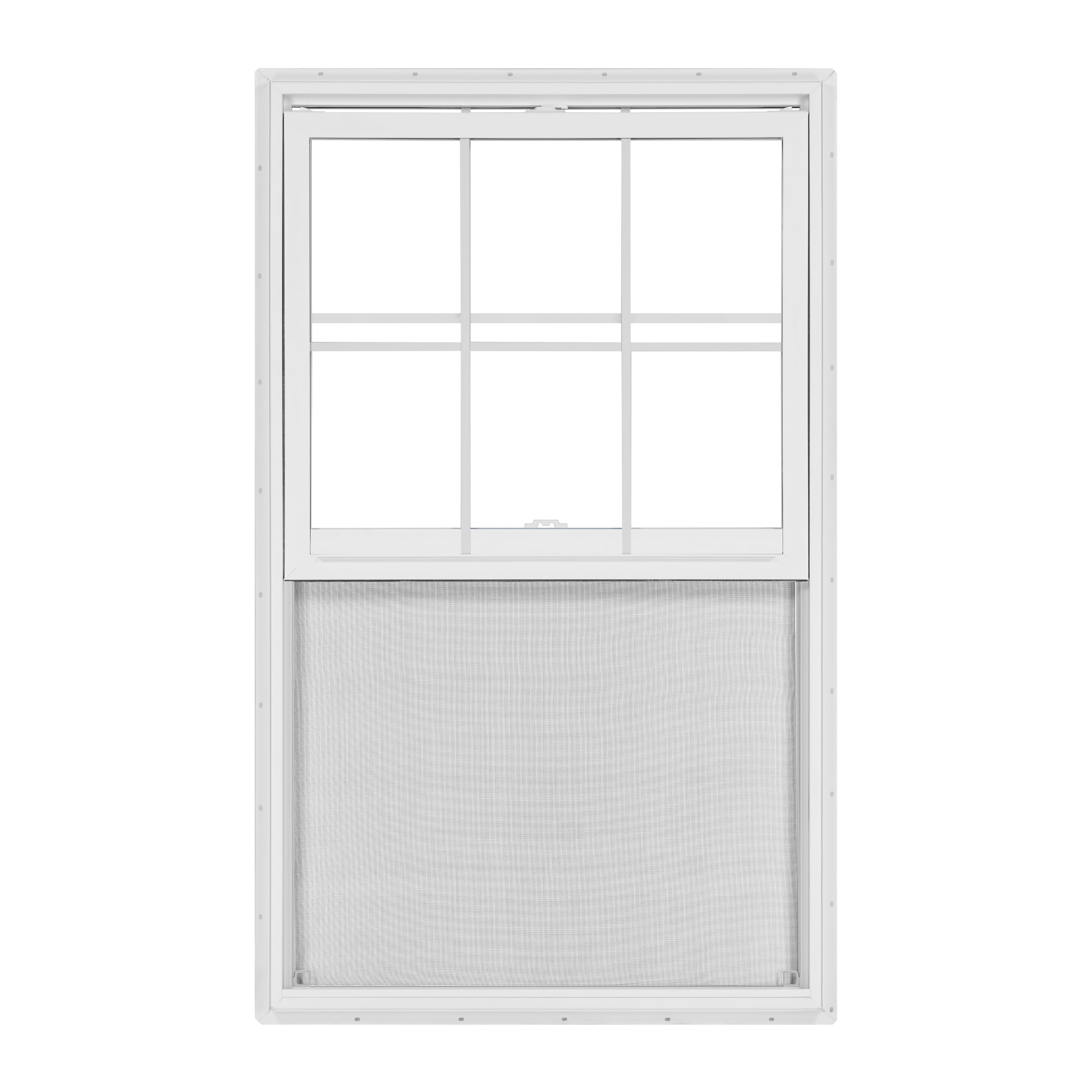 32 in. x 60 in. White Vinyl Double-Pane Insulated Single Hung Window with Grids