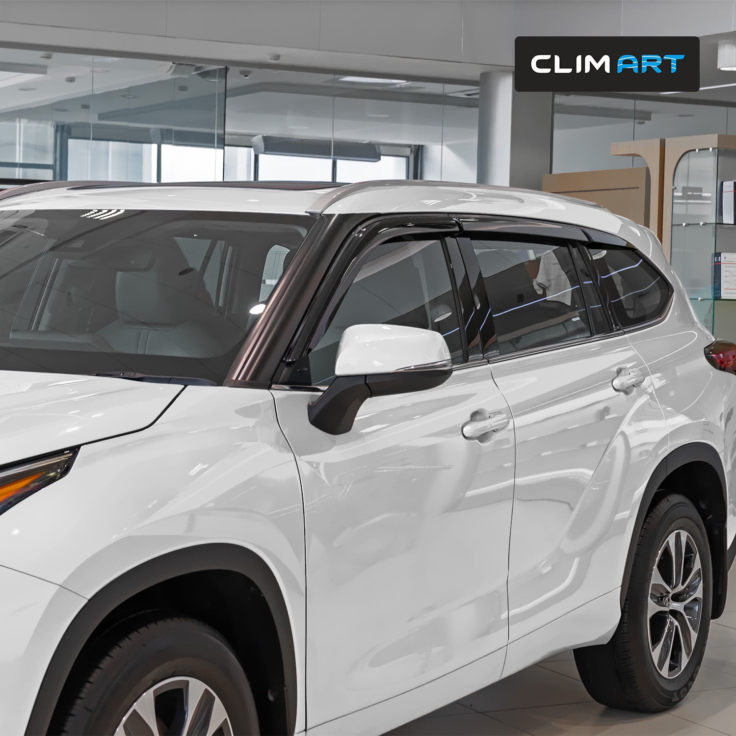 CLIM ART Incredibly Durable Rain Guards for Toyota Highlander 2020-2026, Original Tape-on Window Deflectors, Vent Deflector,Window Visors, Car Accessories,6pcs. - 520351