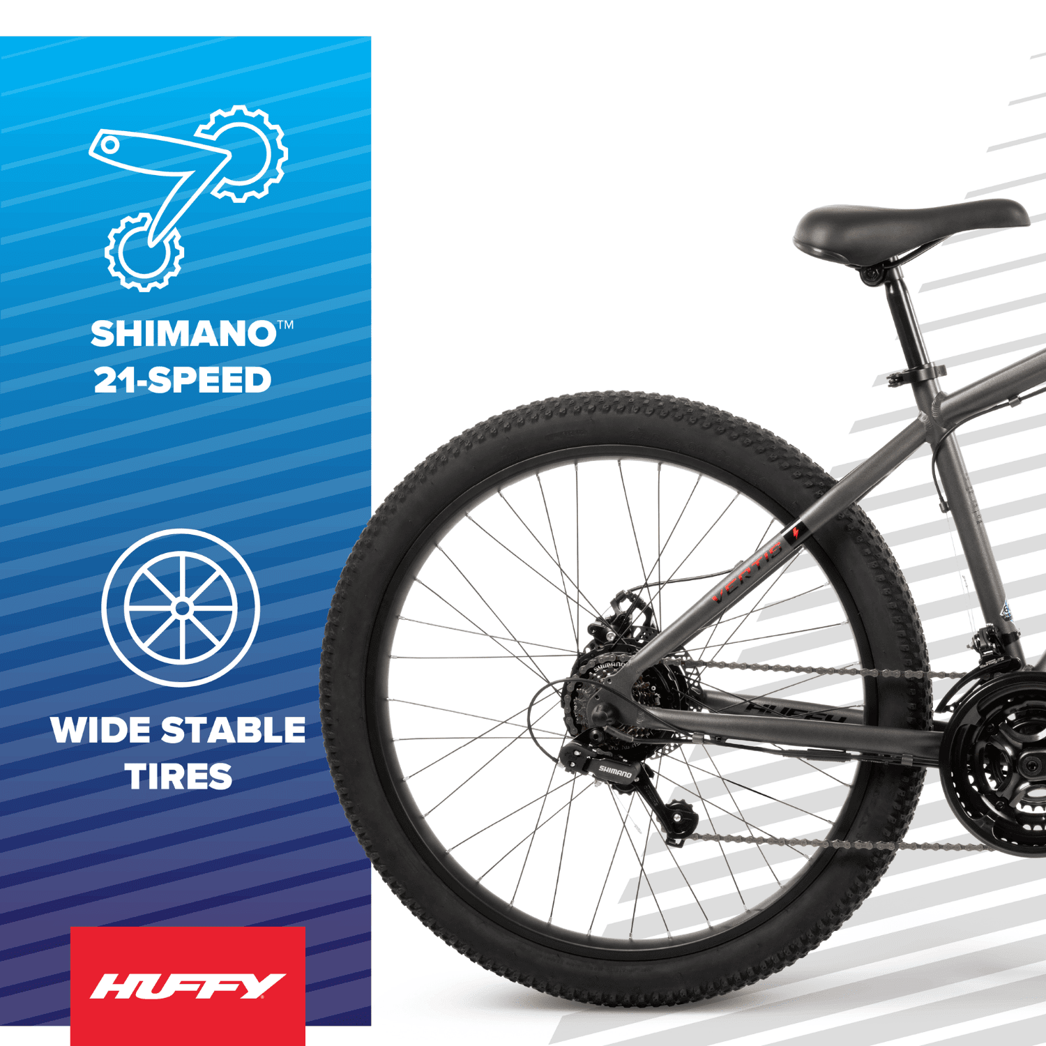 Huffy 27.5" Vertis 36V Electric Mountain Bike, Fits Riders 60"+, Gray, Adult, Unisex