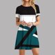 thumbnail image 2 of Vestido de Manga Corta para las Mujeres Casual Impreso Cuello Redondo, Vestido de las Señoras para la Primavera Y el Verano de Uso Diario, 2 of 9