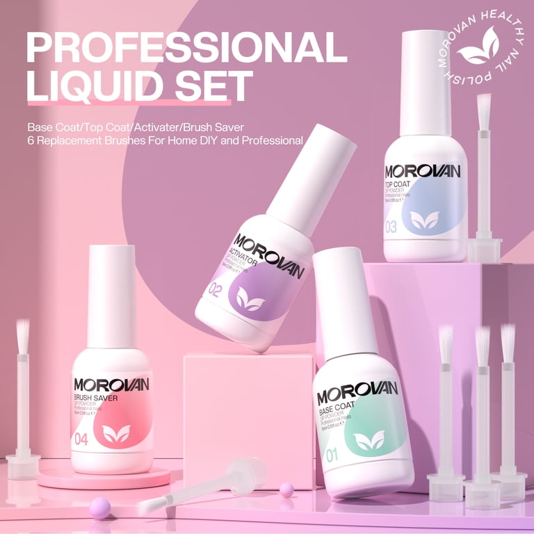 MOROVAN Dip Powder Liquid Set, 4-Piece with Brush photo 7
