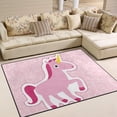 thumbnail image 2 of Dreamtimes Lightweight Soft Area Rugs, 80 x 58 inch（6'8" x 4'10"） Unicorn On Pink Floor Mat for Kids Playing Room Hardwood Floor Living Room Nursery Rugs, 2 of 6