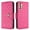 Rose, variant on for Samsung Galaxy S24 Wallet Case, Elegant Card Holder Cash Slot PU Leather Kickstand Wrist Strap Shockproof Protective Flip Women Girls Case Cover for Samsung Galaxy S24, Pink