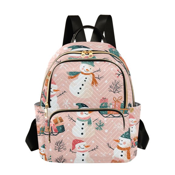 FORMRS Mini Backpack Purse for Women Travel Daypack Casual Shoulder Bag, Christmas Snowman