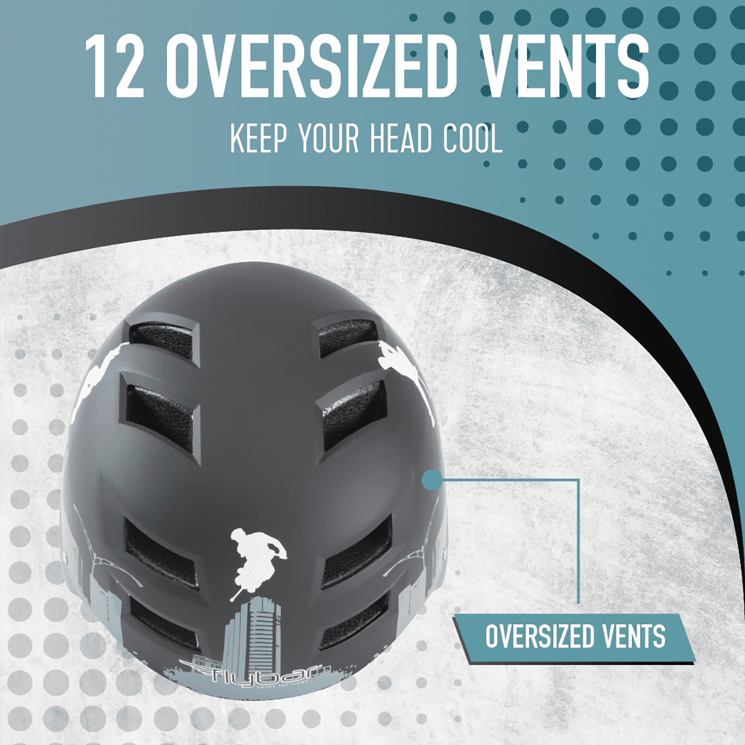 Flybar Multi Sport, Skateboard and Bike Helmet, for Kids and Adults, Ages 6+, Flyscraper, S/m