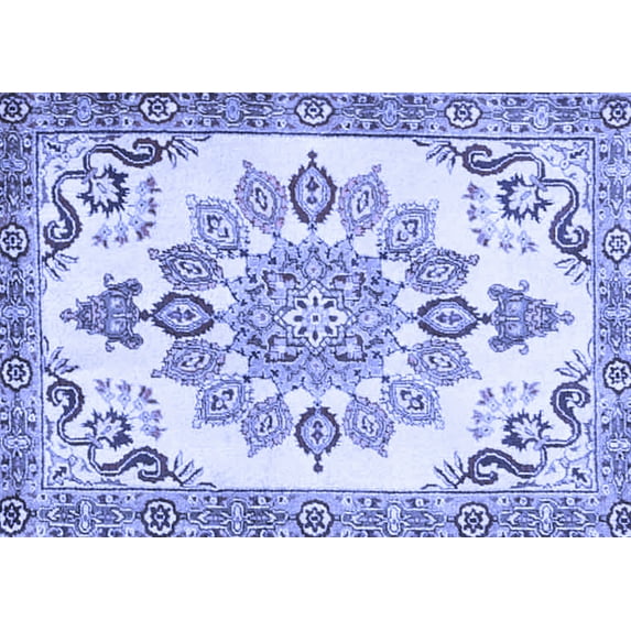 Ahgly Company Indoor Rectangle Medallion Blue Traditional Area Rugs, 3' x 5'