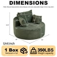 thumbnail image 2 of Aukfa 50" Oversized Corduroy Round Sofa Chair, Modern Deep Seat Chaise Lounge Chair Indoor with Pillows, No Assembly Required, Green, 2 of 8