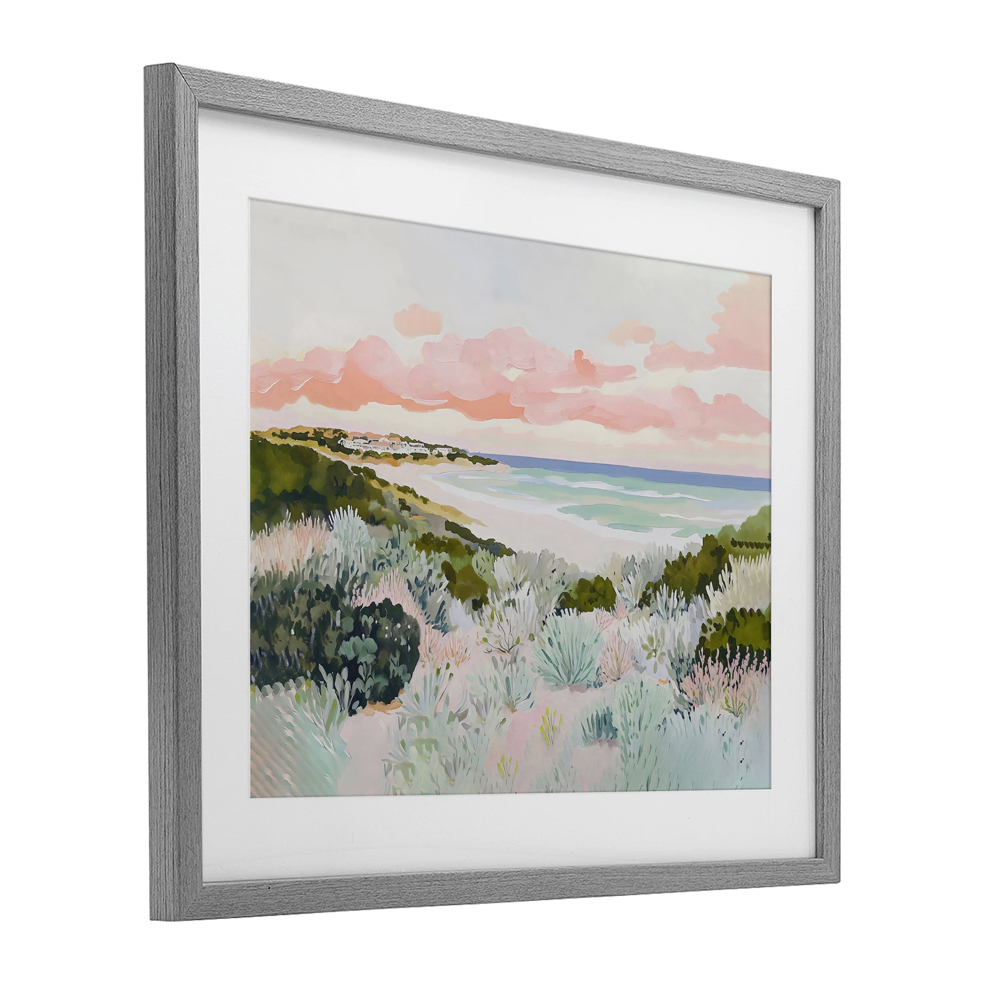 Stupell Industries Beach Grasses & Pastel Skies Gray Framed Print Under Glass, design by The Prints Vibe