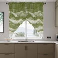 thumbnail image 5 of Sage Green Ombre Kitchen Window Curtains, Swag Curtains Valance for Bedroom Living Room Bathroom, Modern Moire Abstract Art Luxury Rod Pocket Window Treatment Curtain Block Drapes 2 Panels 36"x36", 5 of 5