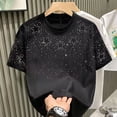thumbnail image 4 of Summer Rhinestone Rivet T-shirt for Men Clothing Round Neck Casual T-shirt Fashion High Street 2024 Men‘s Summer Short Sleeves, 4 of 7