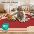 thumbnail image 4 of ODIKA 3'x5' Washable Throw Rug Red Beige Geometric Elegance with Accents Classic Symmetrical Design, Art for Entryway, Kitchen, Mudroom, Stain Resistant, Low Profile, Non-Slip, 4 of 7
